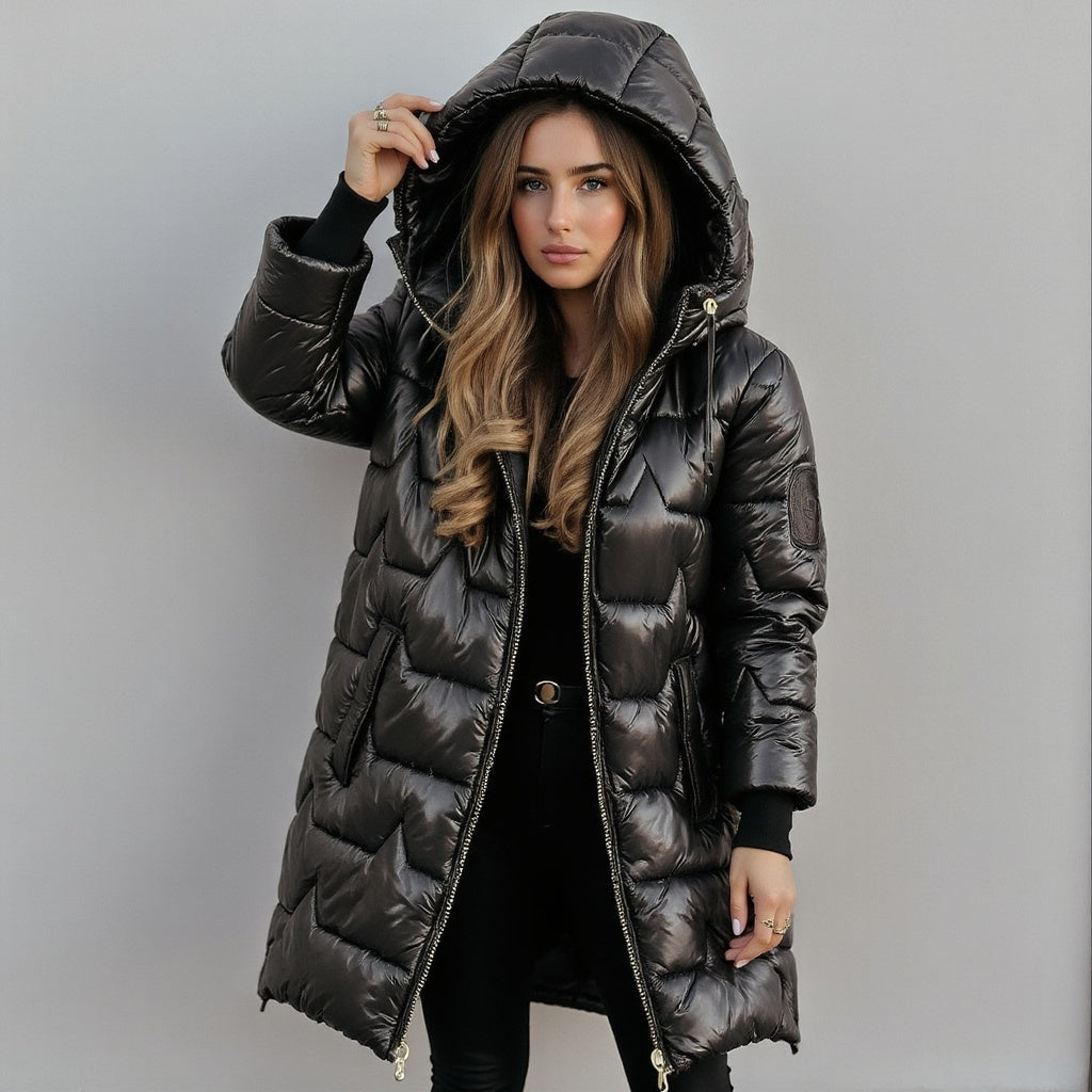 Berit | Manteau d'hiver long à capuche – Parka longue chaude et isolée avec capuche et fermeture éclair