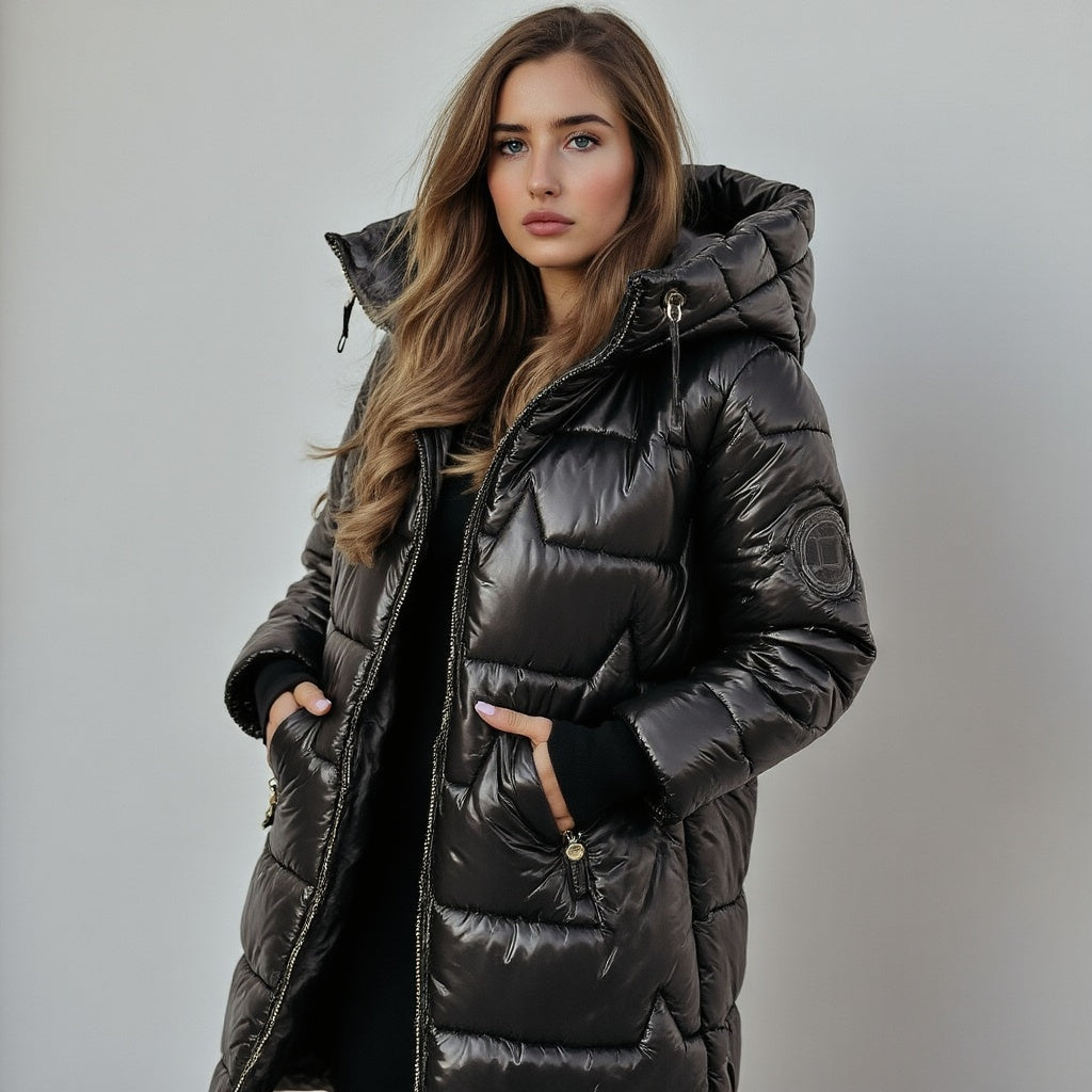 Berit | Manteau d'hiver long à capuche – Parka longue chaude et isolée avec capuche et fermeture éclair