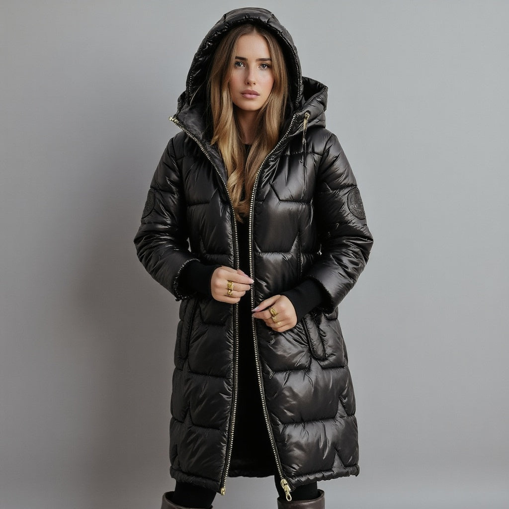 Berit | Manteau d'hiver long à capuche – Parka longue chaude et isolée avec capuche et fermeture éclair