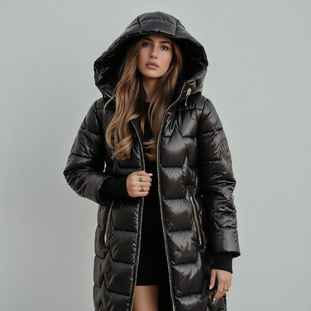 Berit | Manteau d'hiver long à capuche – Parka longue chaude et isolée avec capuche et fermeture éclair