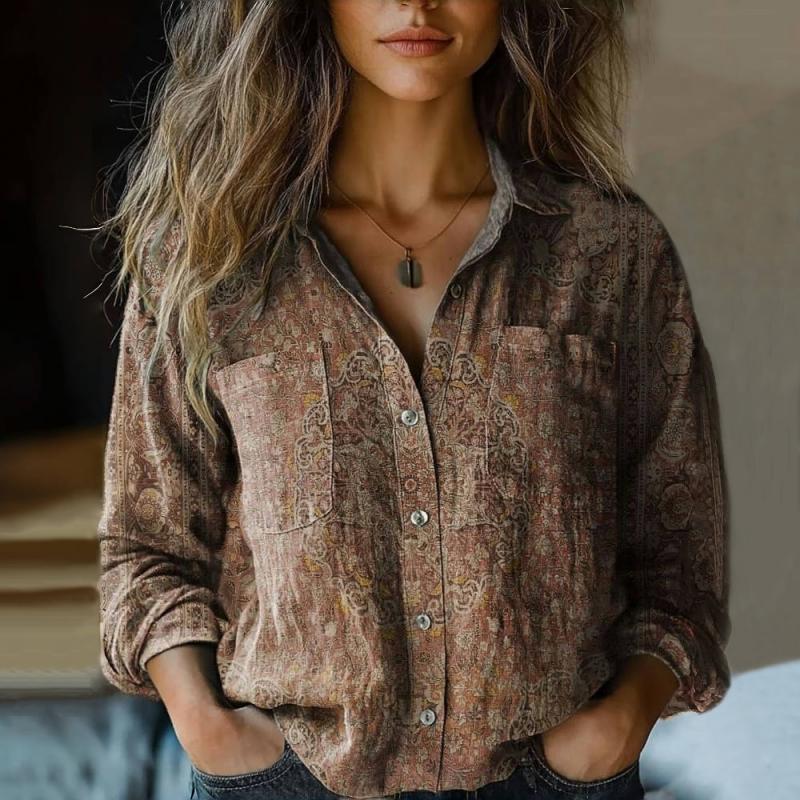 Umaira | Vintage blouse voor dames – elegante retro top met lange mouwen