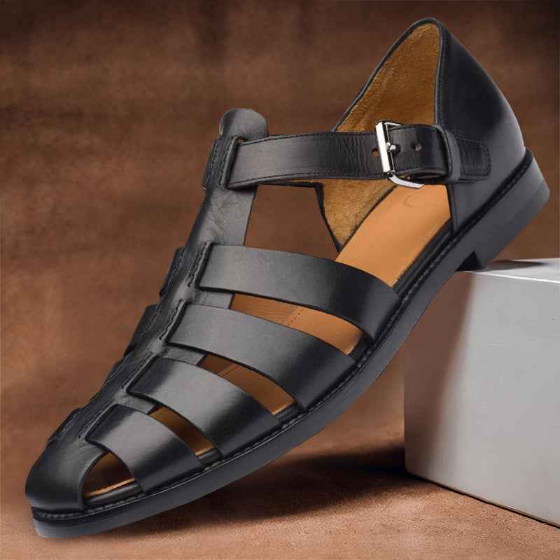 Vornel | Comfortabele herensandalen van echt leer – met open teen en ademend
