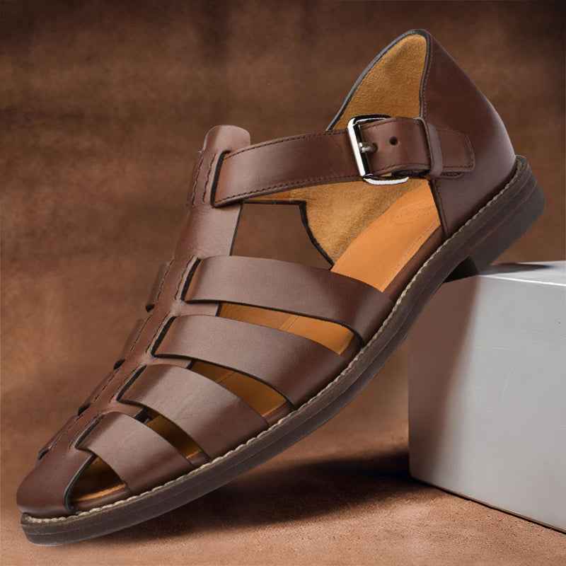 Vornel | Comfortabele herensandalen van echt leer – met open teen en ademend
