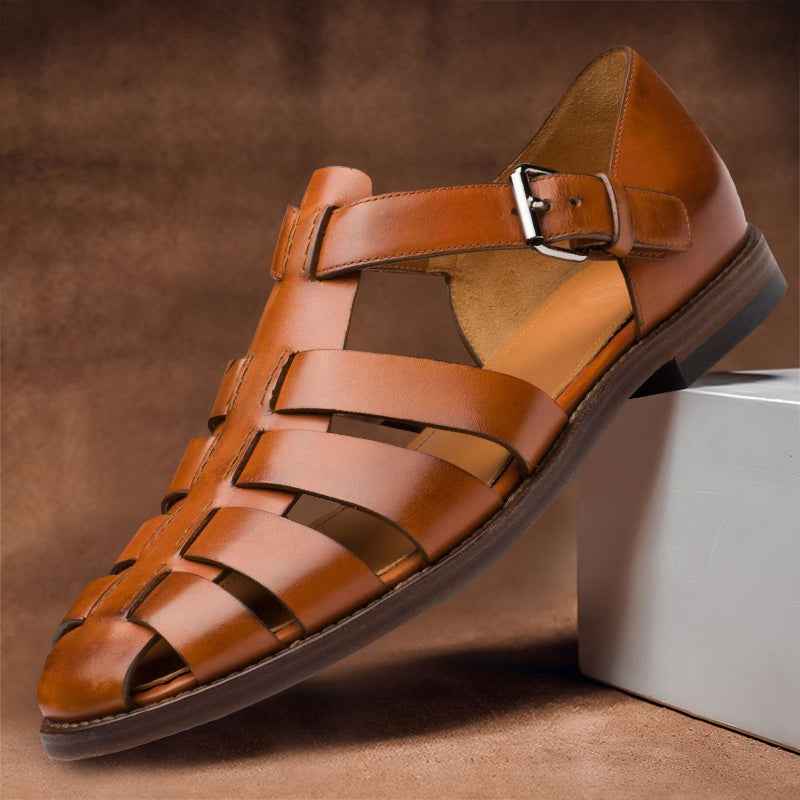 Vornel | Comfortabele herensandalen van echt leer – met open teen en ademend