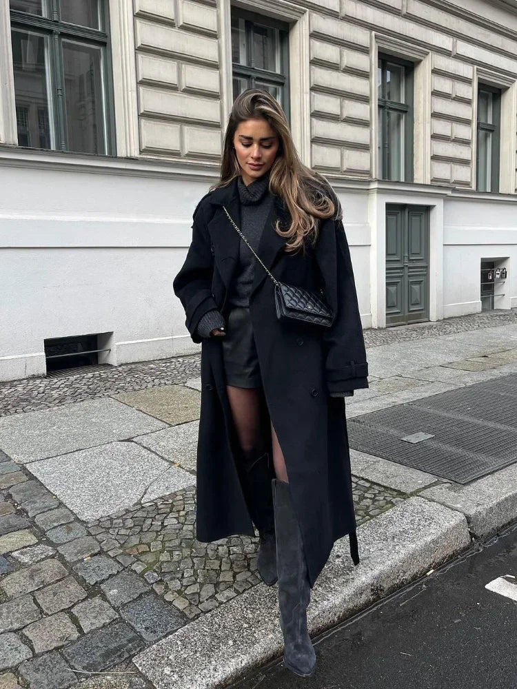 Yfke | Oversized Wollmantel für Damen – Warmer, langer Mantel für Herbst, Winter und Freizeit