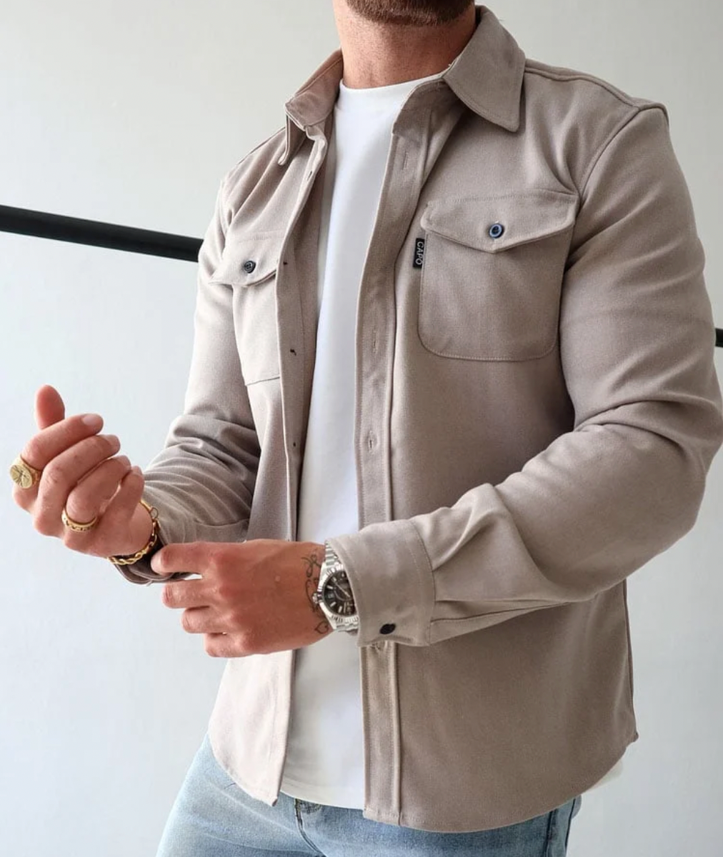 Auron | Chemise homme élégante à manches longues et fermeture boutonnée - Coupe slim décontractée, coton respirant