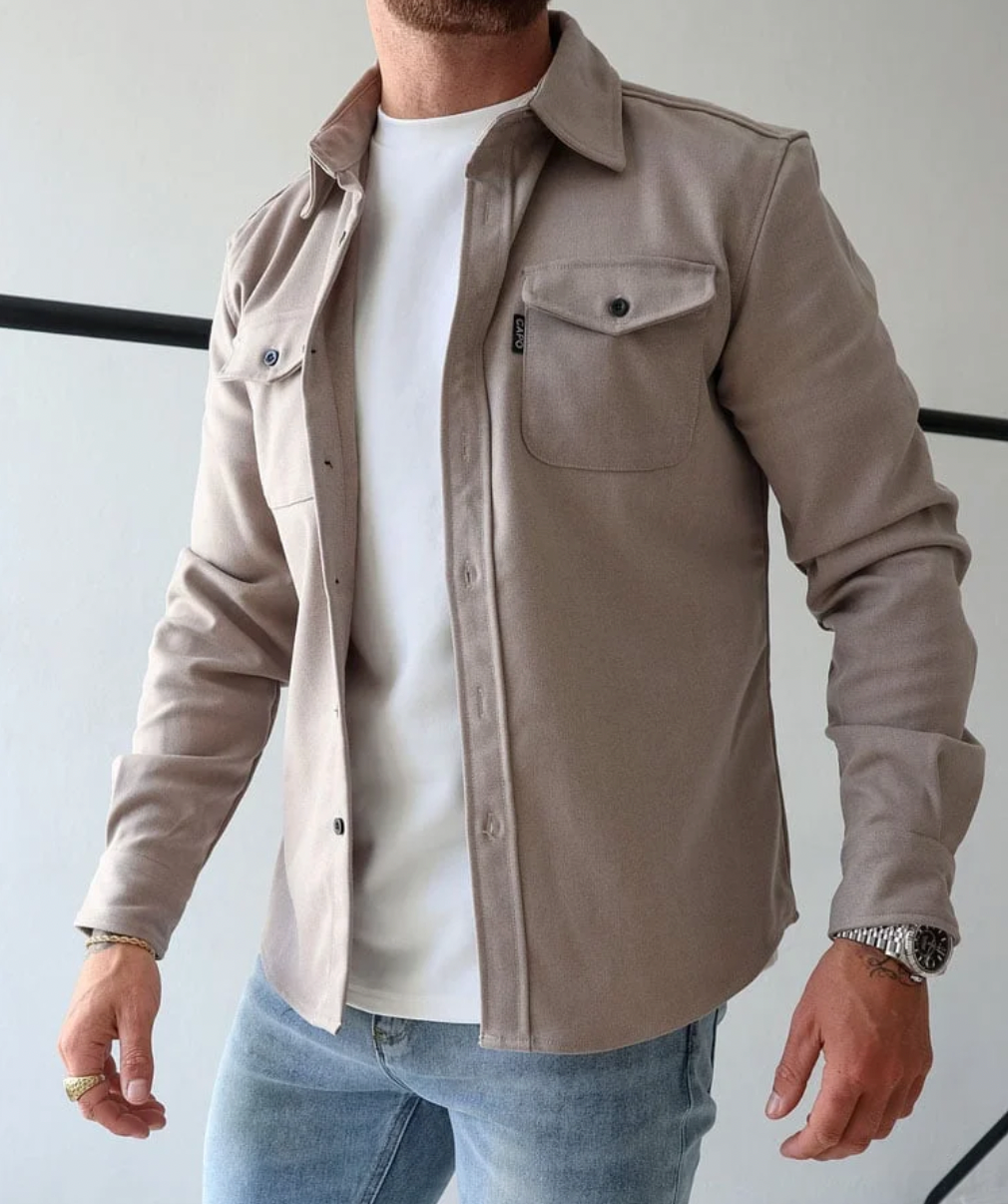 Auron | Chemise homme élégante à manches longues et fermeture boutonnée - Coupe slim décontractée, coton respirant