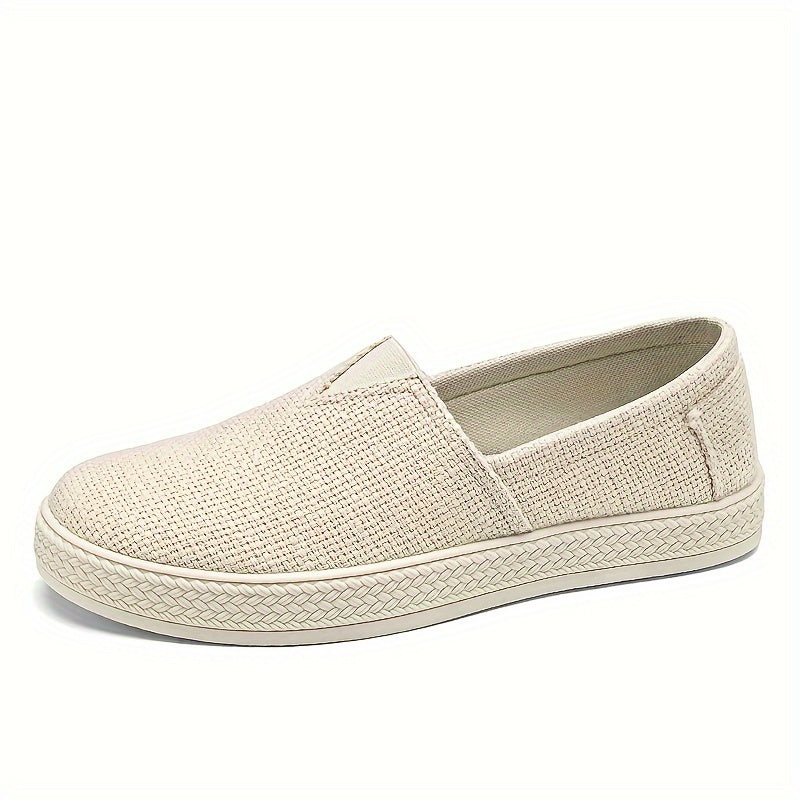 Treaden | Mocassins en lin respirant pour homme - Chaussures plates décontractées à enfiler, motif paille tressée