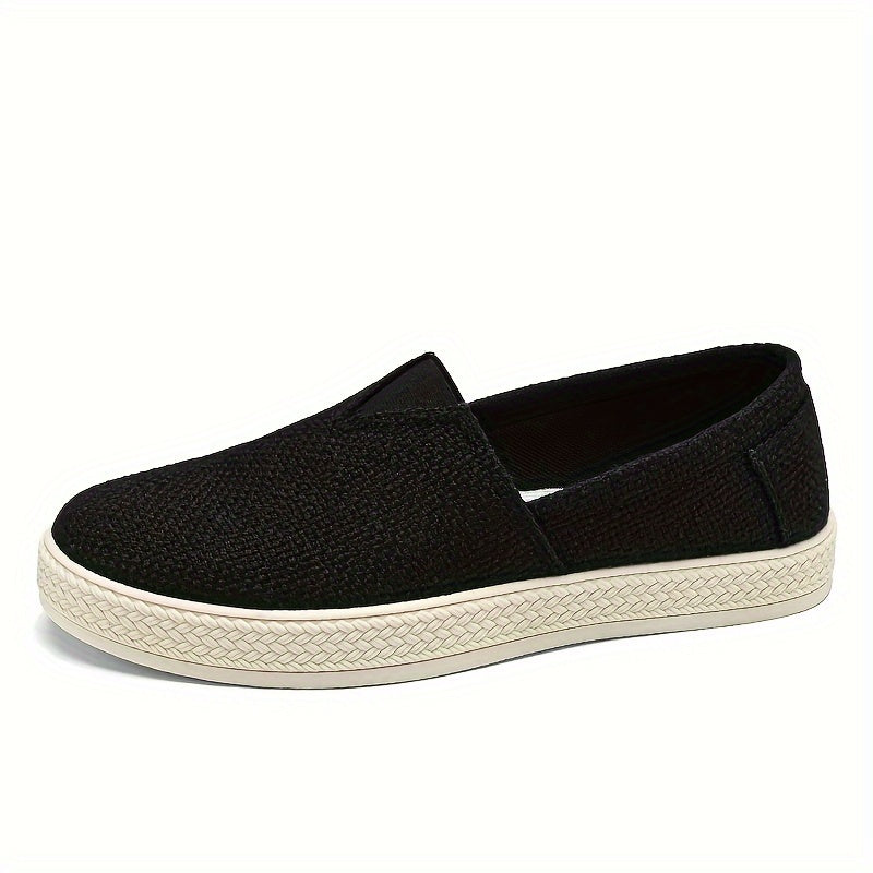Treaden | Mocassins en lin respirant pour homme - Chaussures plates décontractées à enfiler, motif paille tressée