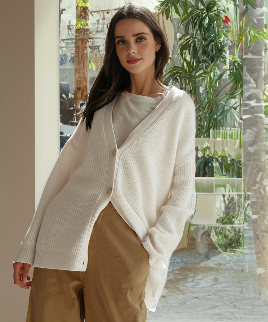 Galixie | Comfortabel oversized vest met ribbels en knoopsluiting voor dames