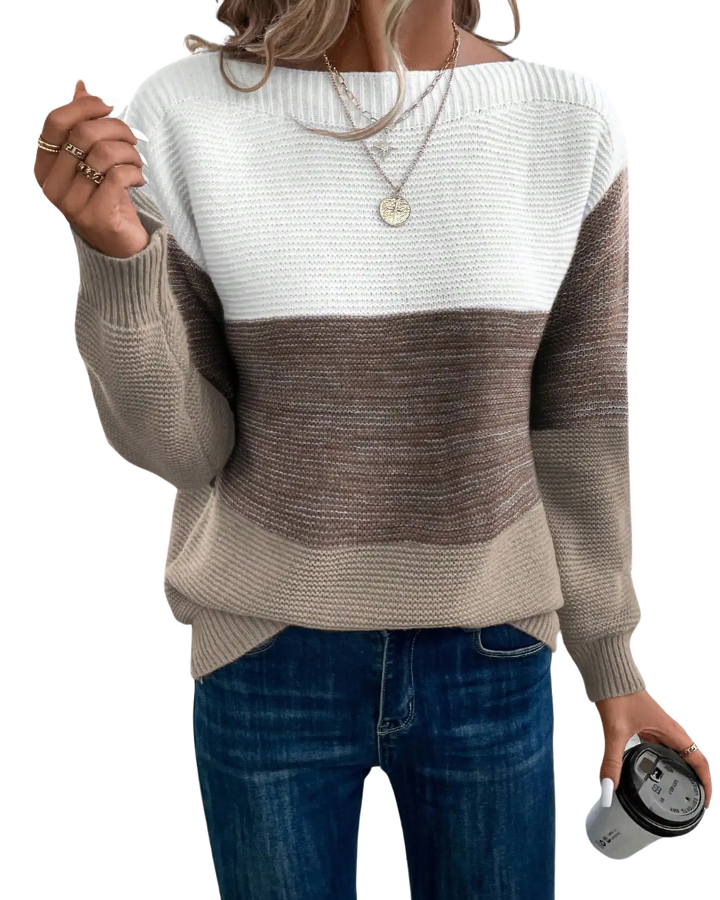 Fridaen | Eleganter Ombré-Strickpullover für Damen – Dreifarbig, bequem und modisch