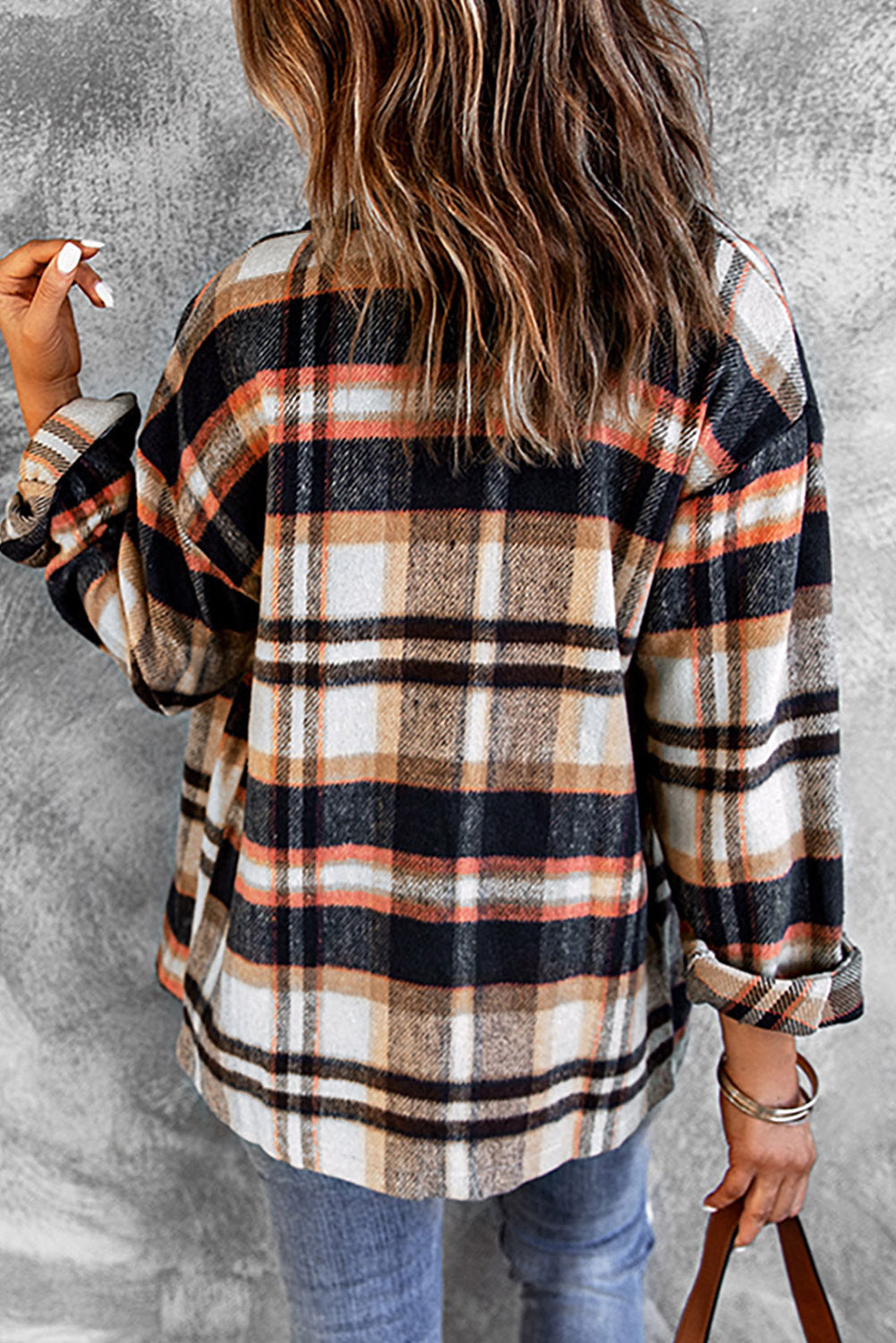 Haloria | Dames Geometrische Geruite Shacket – Shirtjack met Lange Mouwen en Knopen