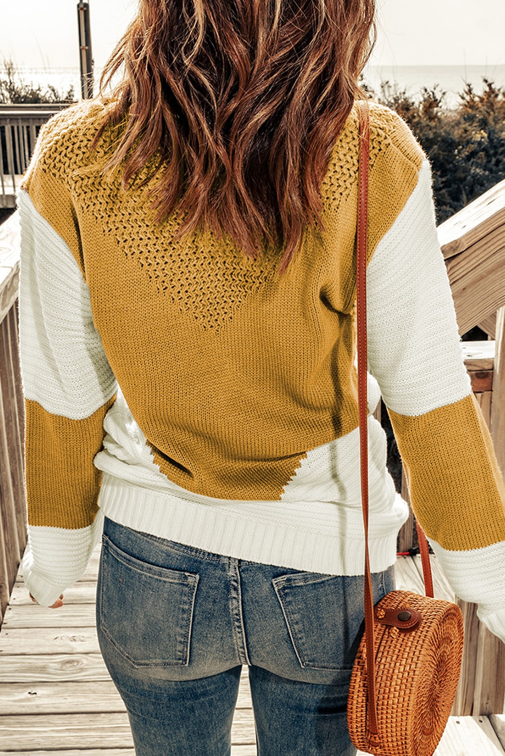 Aivara | Tweekleurige chevron-trui voor dames – Casual gebreide pullover met lange mouwen