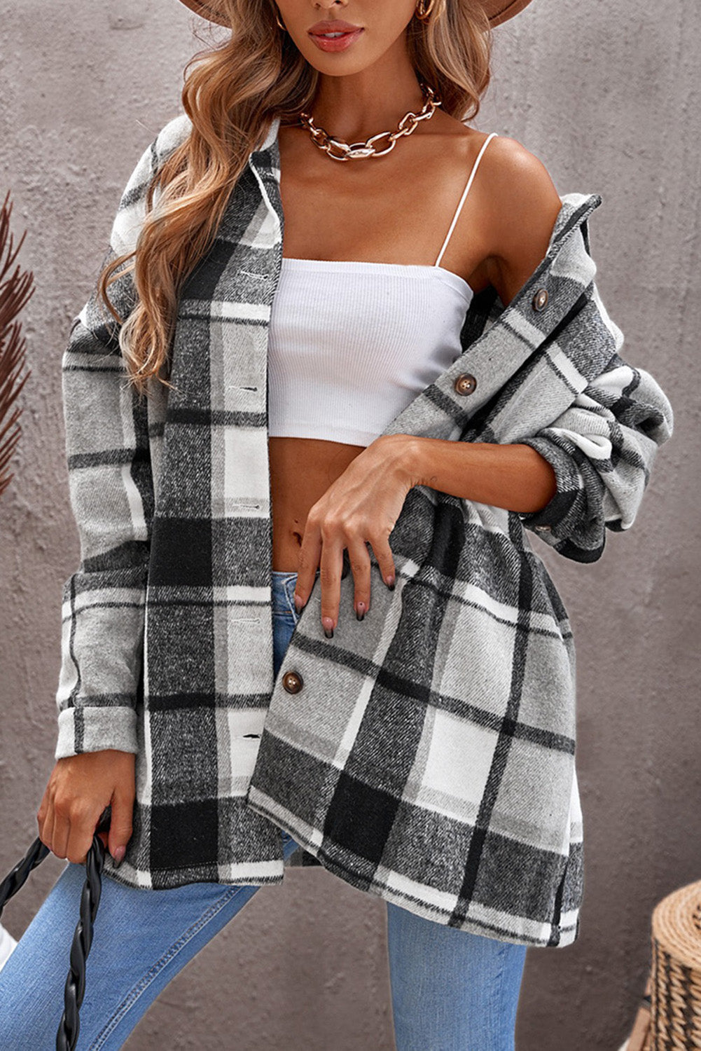 Wyloria | Dames Geruite Shacket – Losvallend Shirtjack met Reverskraag