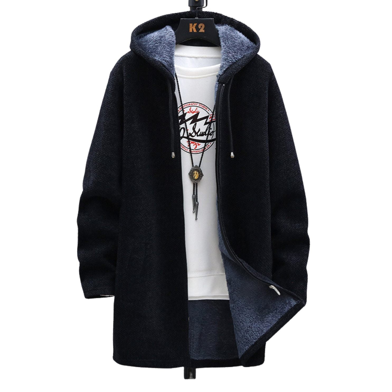 Rhyson | Dick gefütterter Hoodie für Herren – Warmer Pullover mit Reißverschluss, lässiger Winterpullover