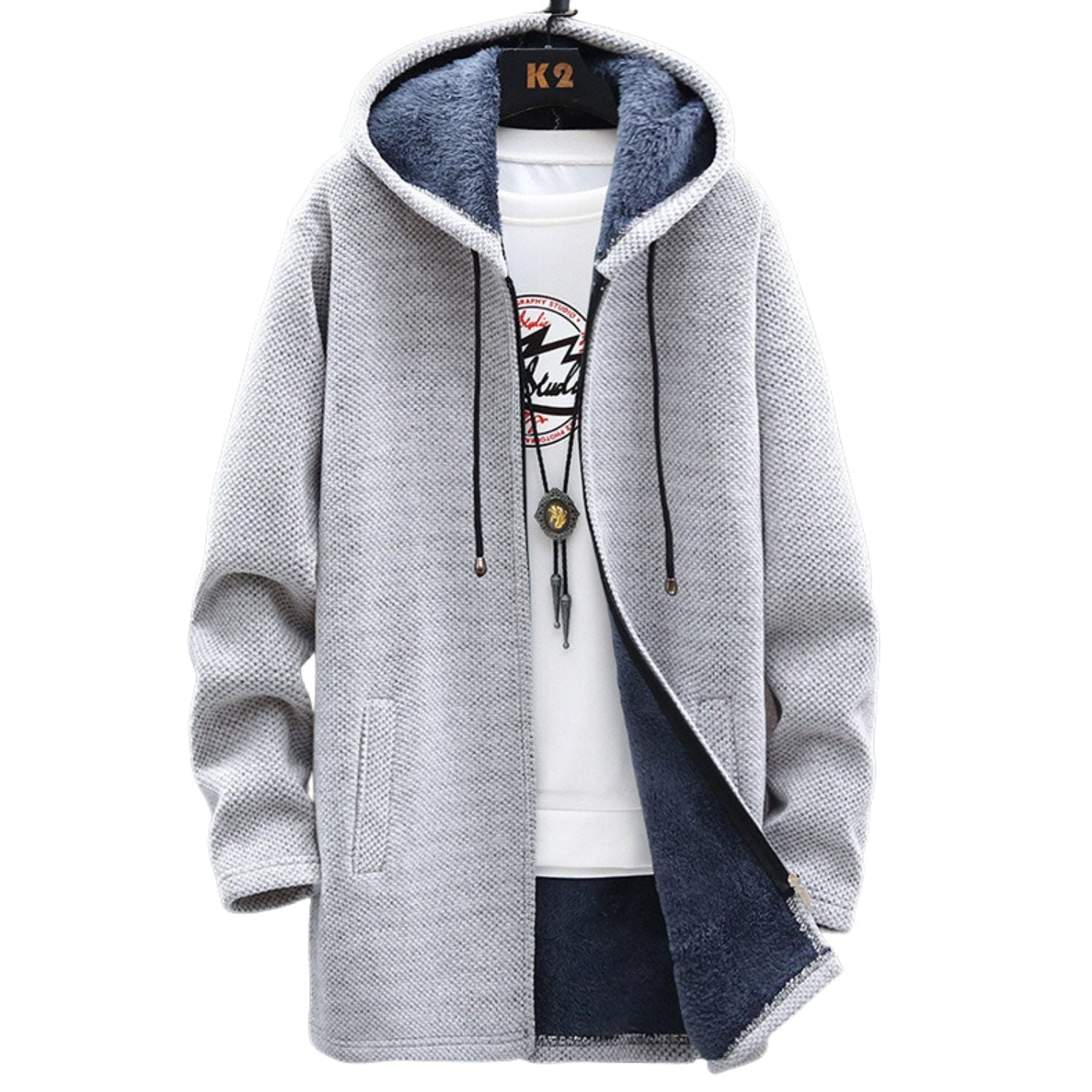 Rhyson | Dick gefütterter Hoodie für Herren – Warmer Pullover mit Reißverschluss, lässiger Winterpullover