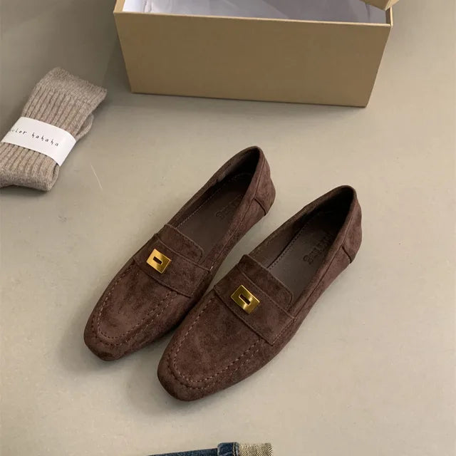 Corae | Dames lichtgewicht suède schoenen – Britse stijl loafers