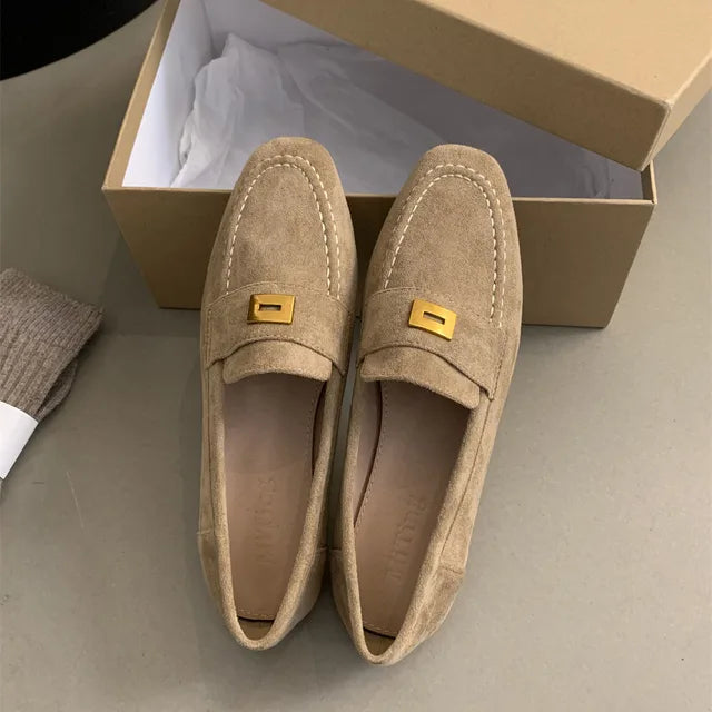 Corae | Dames lichtgewicht suède schoenen – Britse stijl loafers