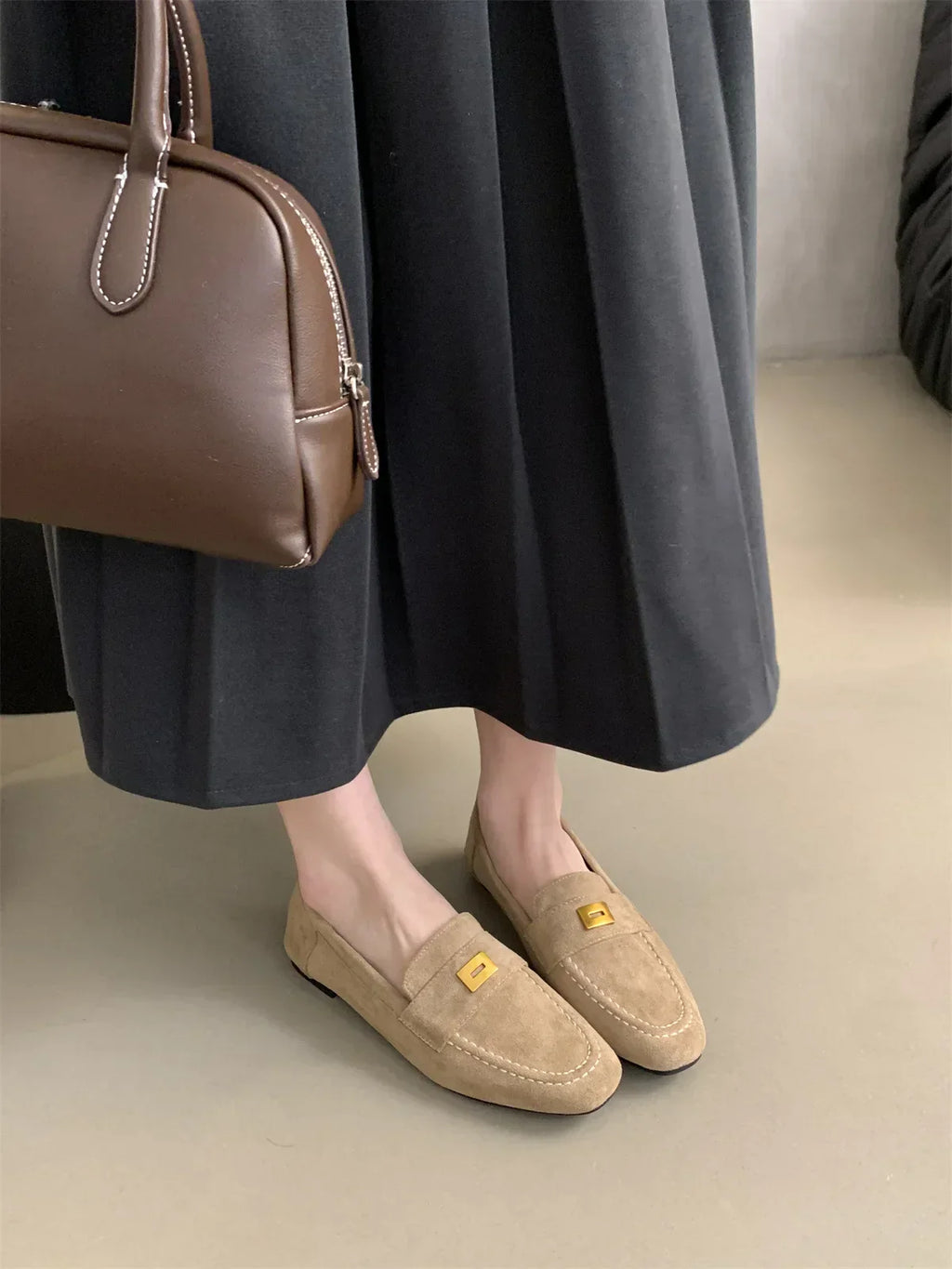 Corae | Dames lichtgewicht suède schoenen – Britse stijl loafers