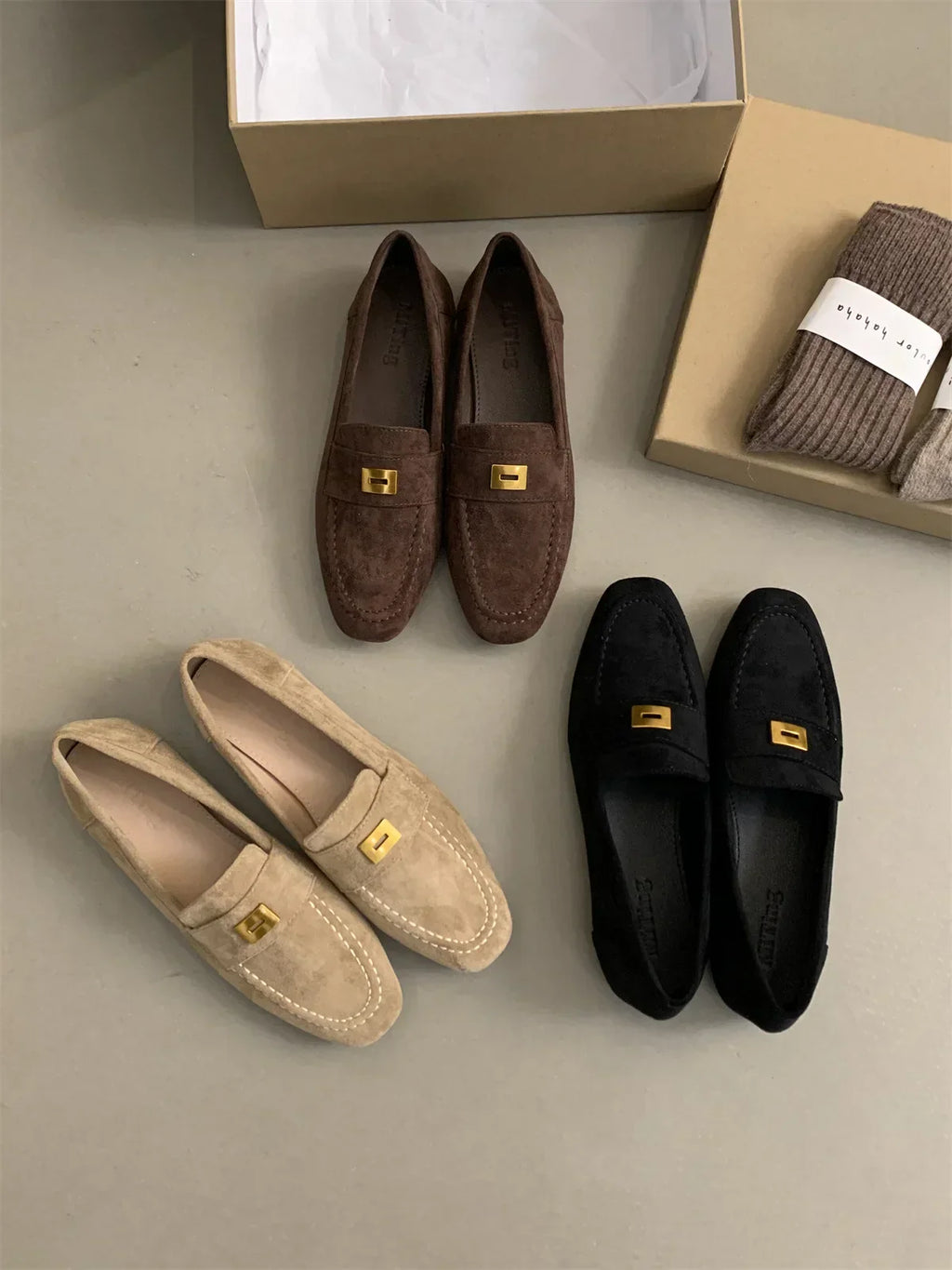 Corae | Dames lichtgewicht suède schoenen – Britse stijl loafers