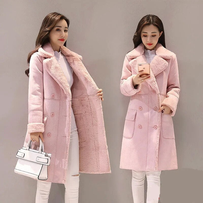 Elowina | Veste à revers en daim épais avec doublure polaire – Manteau d'hiver chaud et chic pour les trajets quotidiens