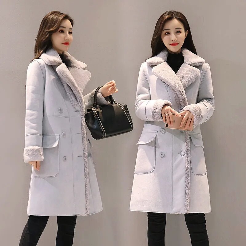 Elowina | Veste à revers en daim épais avec doublure polaire – Manteau d'hiver chaud et chic pour les trajets quotidiens