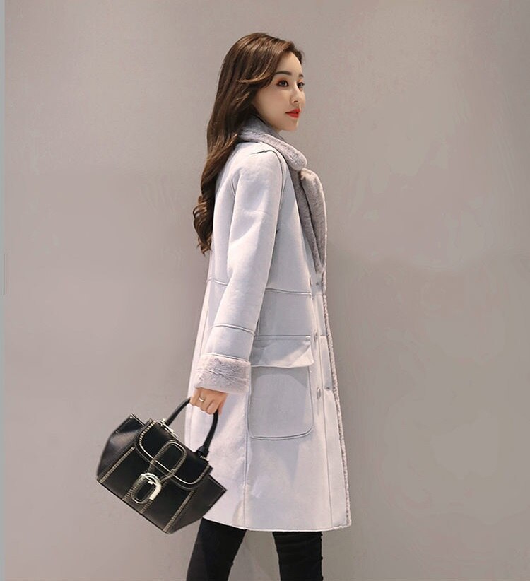 Elowina | Veste à revers en daim épais avec doublure polaire – Manteau d'hiver chaud et chic pour les trajets quotidiens