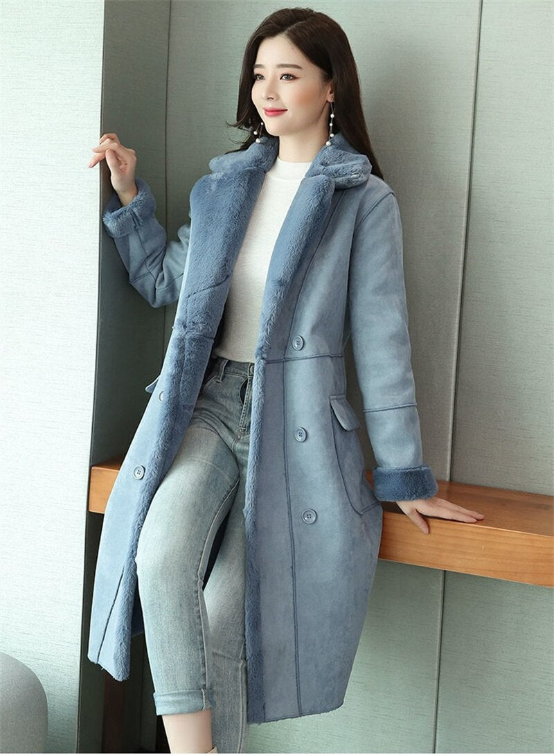 Elowina | Veste à revers en daim épais avec doublure polaire – Manteau d'hiver chaud et chic pour les trajets quotidiens