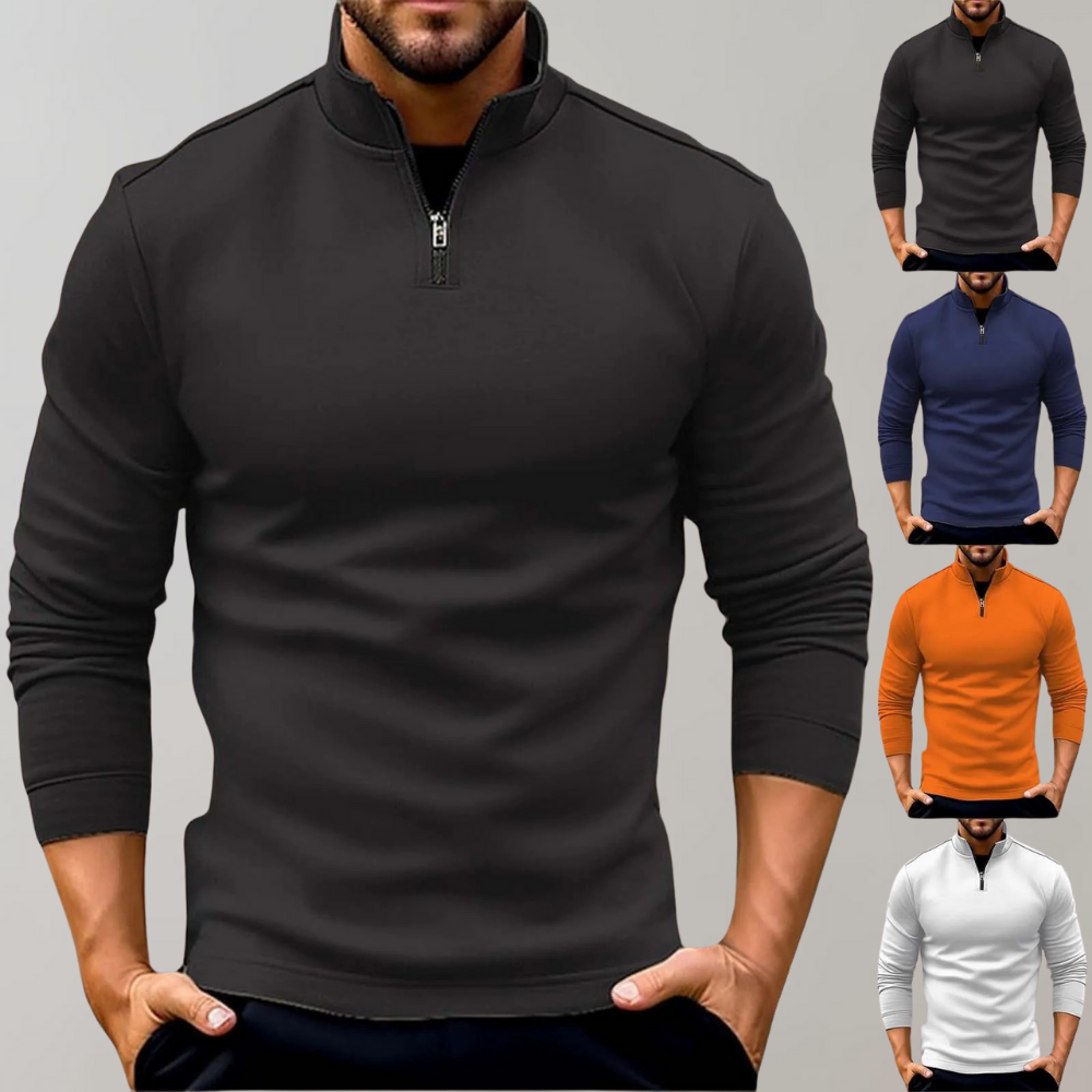 Emeron | Pull demi-zip pour homme – Pull décontracté et élégant à col montant, idéal pour l'automne et l'hiver