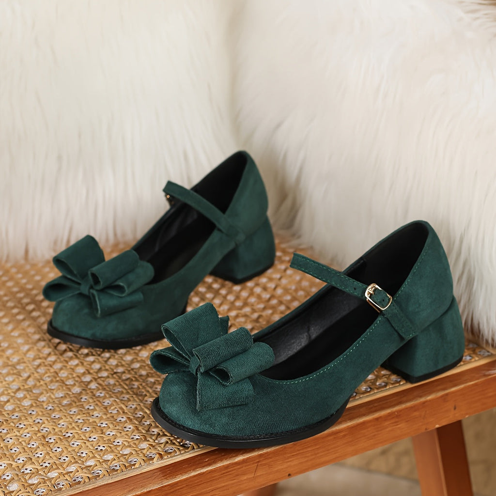 BowBelle | Damen-Blockabsatzschuhe mit Schleife – Elegante Pumps