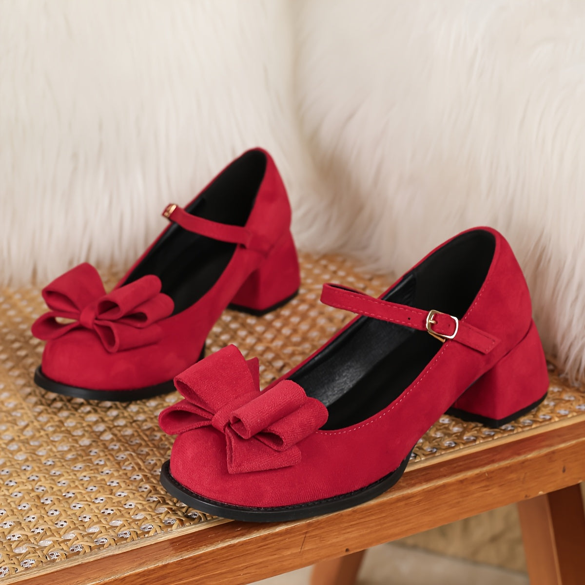 BowBelle | Escarpins chics à talons carrés et nœud pour femmes