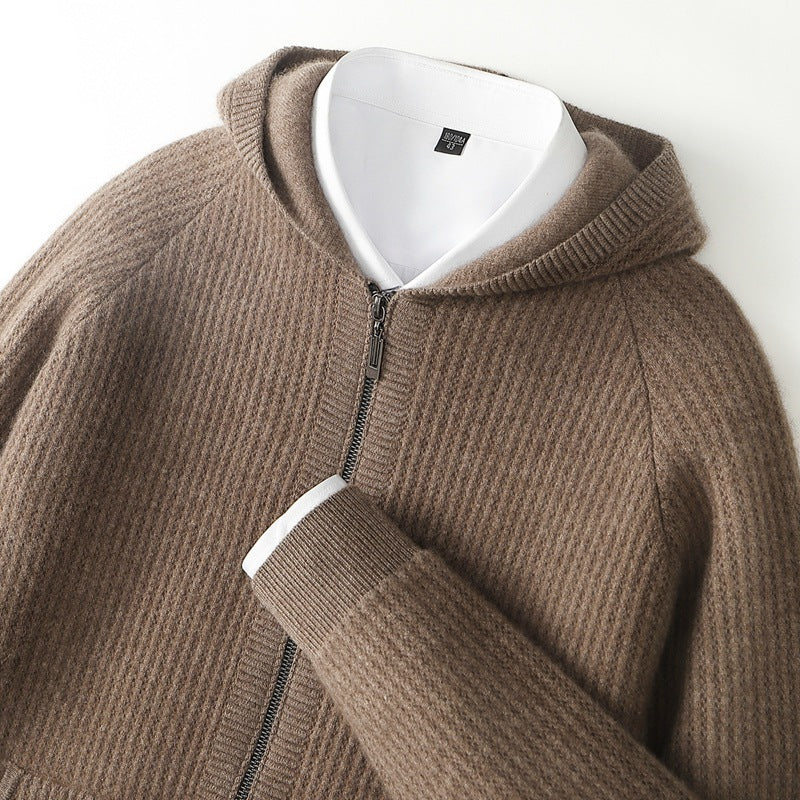 Delyan | Luxe kasjmier hoodie voor heren – Zachte, warme jas met capuchon en ritssluiting