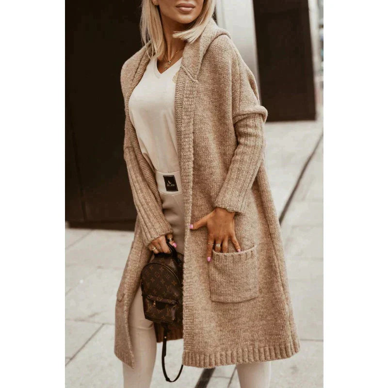 Qiyana | Langer Damen-Strickcardigan – Oversized-Passform, weicher, warmer Pullover