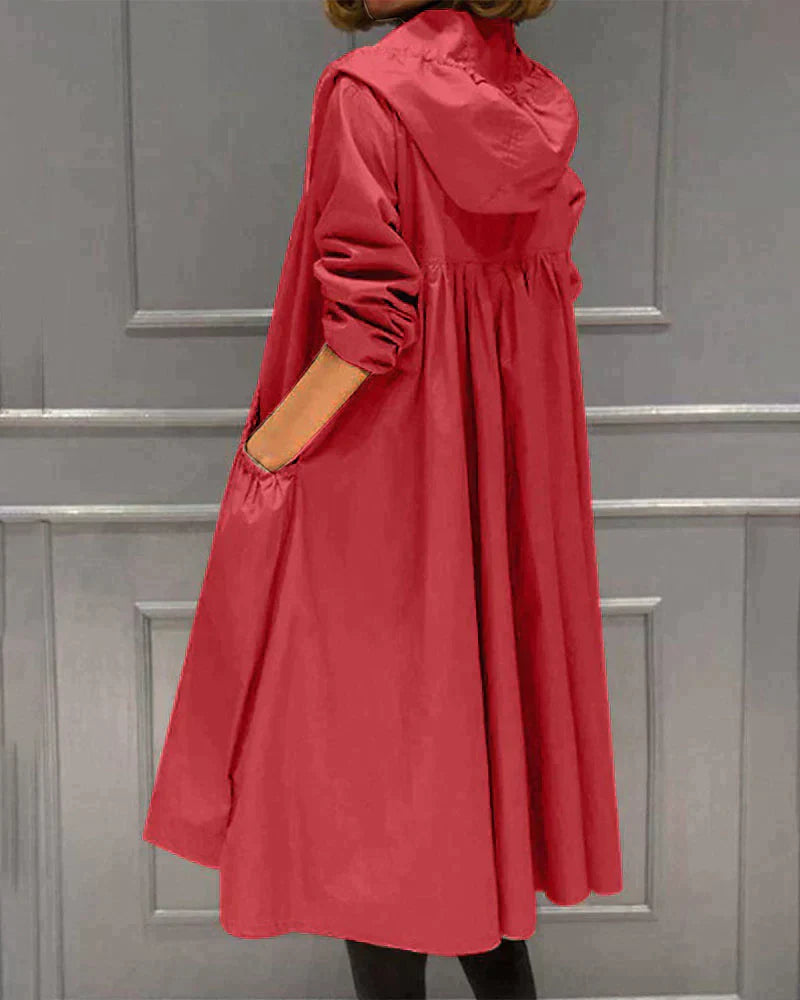 Olaris | Imperméable élégant pour femme - Trench-coat léger, coupe-vent, à capuche, idéal par temps humide