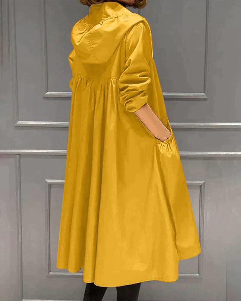 Olaris | Imperméable élégant pour femme - Trench-coat léger, coupe-vent, à capuche, idéal par temps humide