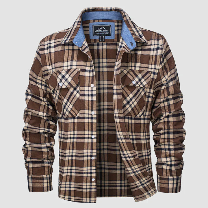 Aelric | Herenflanellen shirt – geruit shirt met lange mouwen, zacht en warm casual shirt voor herfst en winter
