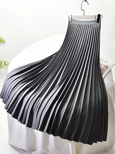 Lunoria | Midi-rok met plooien voor dames – Elegante A-lijnrok met hoge taille
