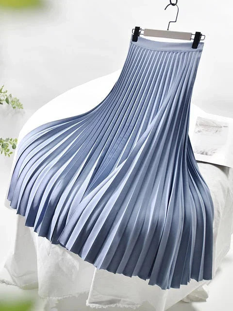 Lunoria | Midi-rok met plooien voor dames – Elegante A-lijnrok met hoge taille
