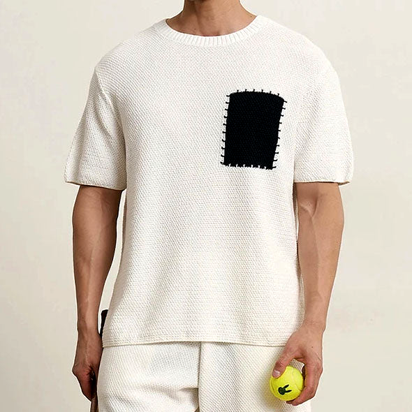 Taryx | Ademend katoenen patchwork-T-shirt voor heren – Lichtgewicht casual shirt met korte mouwen