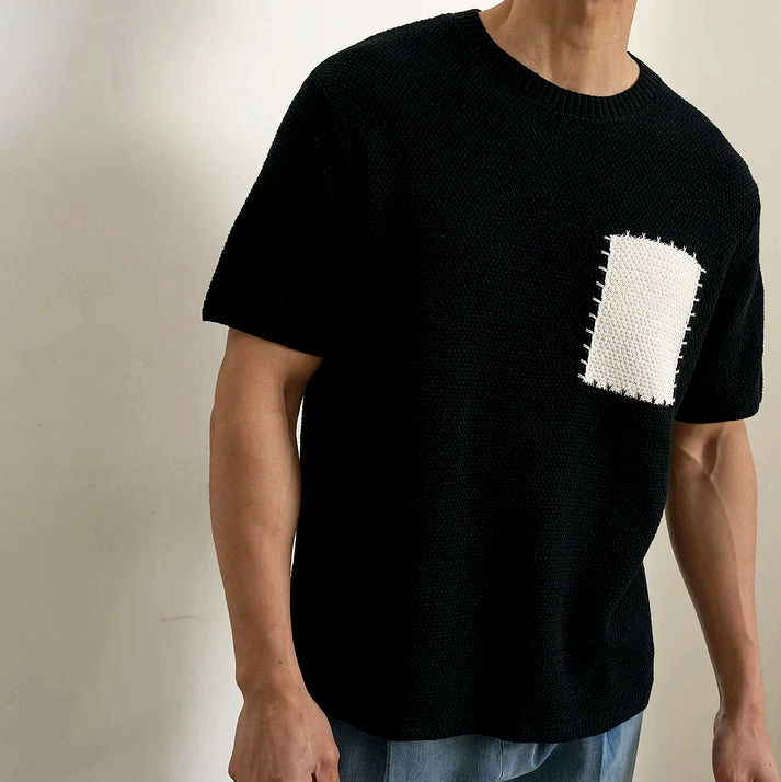 Taryx | Ademend katoenen patchwork-T-shirt voor heren – Lichtgewicht casual shirt met korte mouwen