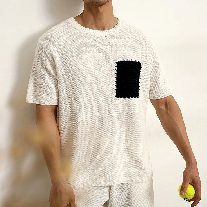 Taryx | Ademend katoenen patchwork-T-shirt voor heren – Lichtgewicht casual shirt met korte mouwen