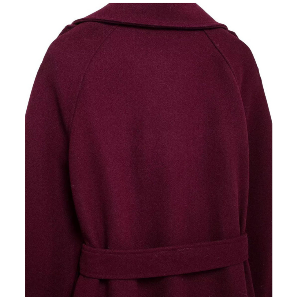 Liva | Trench-coat bordeaux oversize pour femme – Manteau long et élégant pour l'automne et l'hiver