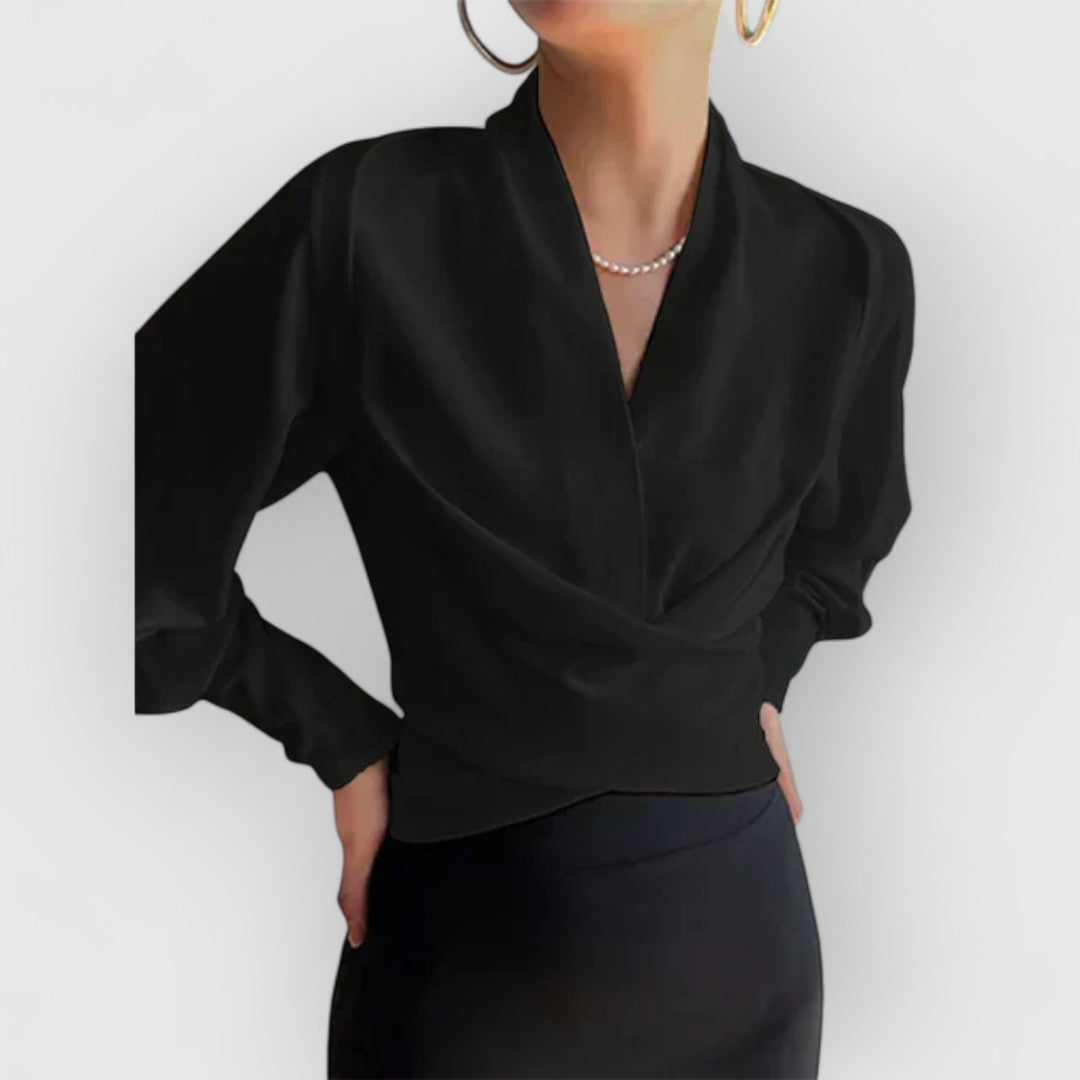 Kairina | Elegante damesblouse met pofmouwen – Stijlvolle top met lange mouwen en ruches