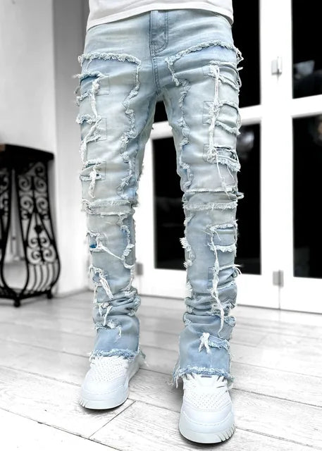 Geroz | Heren Stacked Denim Broek – Verwashed Vintage Jeans met Stretch Pasvorm