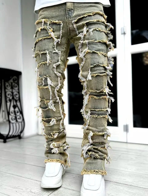 Geroz | Heren Stacked Denim Broek – Verwashed Vintage Jeans met Stretch Pasvorm