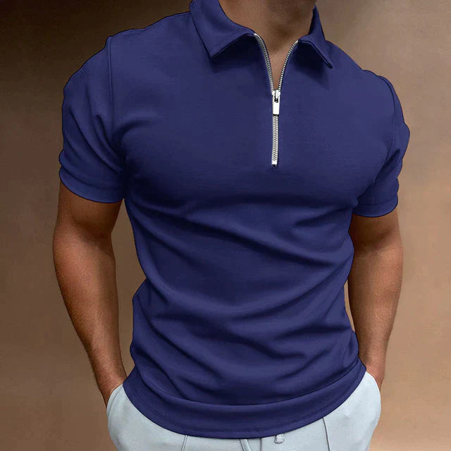 Zorielle | Heren half-zip poloshirt – casual top met korte mouwen, ademend en slim fit
