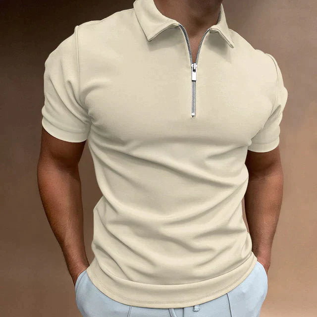Zorielle | Heren half-zip poloshirt – casual top met korte mouwen, ademend en slim fit