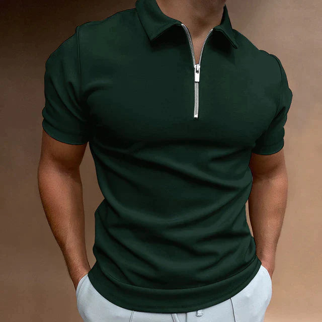 Zorielle | Heren half-zip poloshirt – casual top met korte mouwen, ademend en slim fit