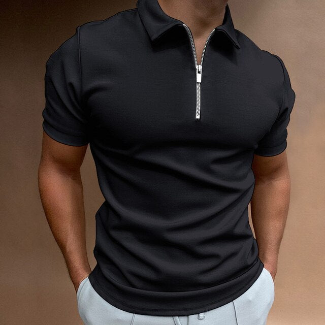 Zorielle | Heren half-zip poloshirt – casual top met korte mouwen, ademend en slim fit