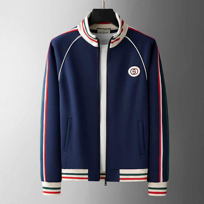 Benedetto | Survêtement homme haut de gamme – Coupe ajustée, décontracté et loungewear, bleu marine/beige